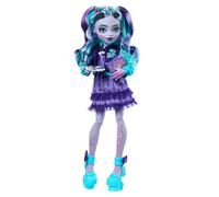 Monster High Poupée Twyla Journal des Horreurs, poupée Twyla et accessoires sur le thème du Club de jeux de société, avec blouson universitaire, album de promotion, jeu de société et cookies, HXW31
