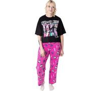 Monster High - Pyjama avec pantalon long pour femme NS8762 (M) (Noir/Rose)