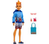 Monster High Scare-adise Island Heath Burns Poupée avec Capuche Flamme, Maillot de Bain et Accessoires de Plage comme des Lunettes de Soleil