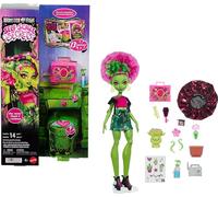 Monster High Coffret poupée Venus McFlytrap JHK45 – 13 surprises, bonnet, plante et soins cheveux