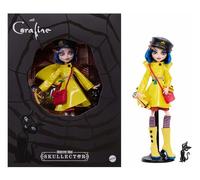 Monster High Skullector Poupée Coraline avec imperméable Jaune, Robe et Accessoires, poupée de Chiffon, Figurine de Chat et Socle poupée, JHK65