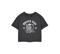 Monster High T-Shirt Court Gris à Manches Courtes pour Femmes de High Alumni | Tee-Shirt Graphique pour Dames | Haut imprimé Logo Vêtements pour Anciens élèves à Manches Courtes