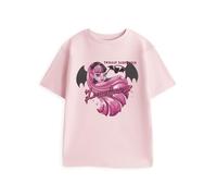 Monster High T-Shirt Graphique Rose à Manches Courtes Draculaura | Haut à col Rond avec Personnage de Dessin animé | T-Shirt imprimé Streetwear pour Filles | Top à Slogan Fangtastic pour Enfants