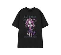 Monster High T-Shirt Noir à Manches Courtes pour Femme High | Clawdeen Wolf Howl Feet Print Graphic Tee pour Adultes | Vêtements de Marque Cadeau de Marchandise de série