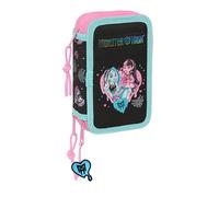 Monster High - Trousse scolaire avec 37 outils inclus, trousse pour enfant, idéale pour les enfants de 5 à 14 ans, confortable et polyvalente, qualité et résistance, 12,5 x 5,5 x 19,5 cm