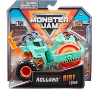 Monster Jam, Camion monstre officiel Dirt Squad avec pièces mobiles, jouet moulé sous pression à l'échelle 1:64 pour garçons de 3 ans et plus (Rolland orange et bleu turquoise)