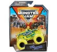 Monster Jam Collection - Diecast Truck Blue Thunder 1/64, Collector Series 34 - Camion Monstre Jaune Neon - Set Vehicule + Carte