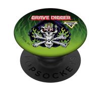 Monster Jam Grave Digger Skull Logo Green Flames Motorsports PopSockets PopGrip Adhésif