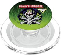 Monster Jam Grave Digger Skull Logo Green Flames Motorsports PopSockets PopGrip pour MagSafe