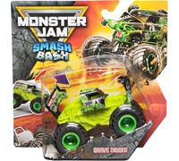 Monster Jam Grave Digger Smash & Bash Monster Truck moulé sous Pression - Véhicule de réinitialisation de Crash d'action réelle, échelle 1:64, série 01