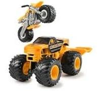 Monster Jam JCB Digatron Monster Truck et véhicule tout-terrain Véhicule de construction moulé sous pression avec rampe d'affichage, échelle 1:64