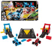 Monster Jam Coffret De Jeu Monster Motors Rev Up Raceway Avec 2 Monster Trucks Exclusifs, Megalodon & Power Rush, Jouets Pour Enfants De 3 Ans Et Plus