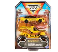 Monster Jam Lot de 2 monstres moulés sous pression à l'échelle 1:64 - Série 5 Monster Truck et voiture de course : Earth Shaker