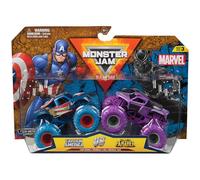Monster Jam, Marvel Captain America Vs. Black Panther Monster Trucks moulés sous pression, échelle 1:64, jouets pour enfants pour garçons et filles à partir de 3 ans