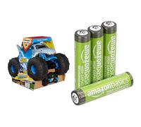 Monster Jam Megalodon Storm RC, 1:15, amphibie, 4+ Ans, & Piles AAA Rechargeables Amazon Basics 4 pcs, 850mAh