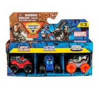 Monster Jam Mini Jams Marvel Lot de 3 camions monstres moulés sous pression - Captain America, soldat d'hiver et machine de guerre - Mini véhicules de collection, à partir de 3 ans