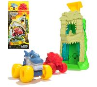 Monster Jam Mini Jams Megalodon Jungle Blaster Launcher Playset, 2 Monstres Trucks exclusifs moulés sous Pression et Accessoires, Jouets pour Enfants pour garçons et Filles à partir de 3 Ans
