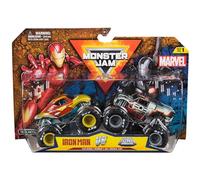 Monster Jam, Monster Trucks Officiels Marvel Iron Man Vs. War Machine, Monster Trucks en métal moulé à l'échelle 1:64, Jouets pour Enfants à partir de 3 Ans