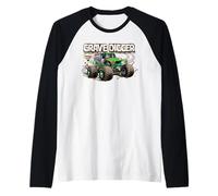 Monster Jam Muddy Tire Tracks Grave Digger Truck Motorsports Manche Raglan