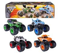 Monster Jam, Pack de 4 Monster Trucks All Stars, Grave Digger, Megalodon, Dalmatian et El Toro Loco Officiels à l'échelle 1:64, Jouets pour Enfants de 3 Ans et Plus