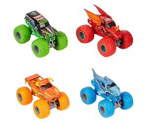 MONSTER JAM - PACK DE 4 VÉHICULES DIE CAST 1:64 - 4 Véhicules Authentiques Monster Trucks Officiels Show Monster Jam À Collectionner Echelle 1:64 - Jouet Enfant 3 Ans et +