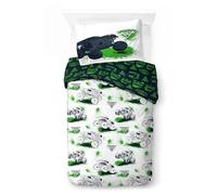 Monster Jam Parure de Lit Housse de Couette et Taie d'Oreiller, Blanc | 137x200/50x70 cm, 2 pièces, Produit officiel, 100% coton, lit 1 personne, couette non incluse, réversible, chambre enfant