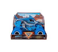 pour Monster Jam Serie 18 - Megalodon, echelle 1/24, Bleu - Camion Truck geant Requin - Show, Cascades - Set vehicule et Carte