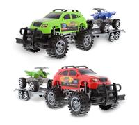 Monster Monster Trucks de Mozlly Friction avec des remorques VTT de remorquage de SUV - 2 ensembles de jouets de camion de monstre avec des remor