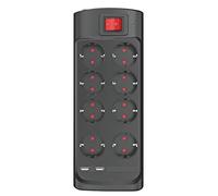 Monster - Multiprise - 8 Prises + 2 USB avec Interrupteur - 1,8 m - Noir