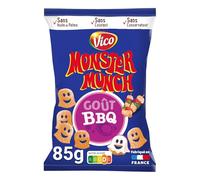MONSTER MUNCH Biscuits Soufflés Saveur Barbecue 85g - Sans Huile de Palme, Sans Colorant, Sans Conservateur, Fabriqué en France - Lot de 4