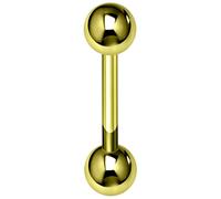 Monster Piercing 14 Jauge - Barbell en Acier Chirurgical anodisé Or de Longueur 12MM avec Bijoux de Barre de Langue à Boule de 5MM