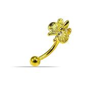 Monster Piercing 18K plaqu? Or Jaune Minuscule Papillon 925 Sterling Silver avec Calibre 16 Banane Acier Chirurgical sourcil Piercing Bar