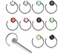 Monster Piercing 20 pièces Coffret de 22 Gauge en Argent Sterling 925 Spirale Droite Fin Nez Pin Nez Stud Piercing
