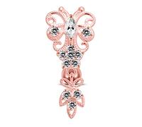Monster Piercing 3 microns 18K Rose Gold Plated Butterfly de la Pierre de la CZ Clair avec Fleur Inverse Bar Design Sterling Silver Ventre Bar Piercing