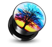 Monster Piercing 6MM Color? Tree of Life Logo Photo Noir Acrylique UV vis Fit Chair Tunnel Le per?Age des Oreilles