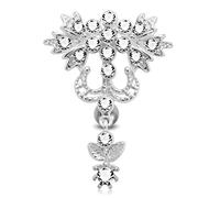 Monster Piercing Blanc Cristal Pierre Trendy Fleur Inverse Bar Design Sterling Silver Ventre Barres Piercing