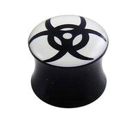 Monster Piercing Calibre 4-5MM Tribal Biohazard Logo Noir Acrylique Double évasée Gauge Ear Plug