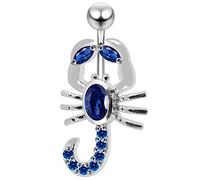 Monster Piercing Dark Blue Cristal Pierres Pierre Fantaisie Scorpion Sterling Silver Bar de Ventre Piercing