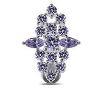Monster Piercing Lavande Cristal Pierre Fantaisie Revers Bar Sterling Silver Ventre Barres Piercing