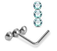 Monster Piercing Lumi?re Bleu Triple Tour Pierre en Cristal Perles 22 Calibre en Argent Sterling 925 L Plier Piercing Nez