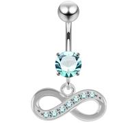 Monster Piercing Lumi?re Pierre CZ Bleue Infinity Signe Balan?Ant 925 Argent Sterling Ventre Barre Piercing