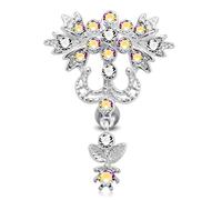 Monster Piercing Multi Couleur Cristal Pierre Trendy Fleur Inverse Bar Design Sterling Silver Ventre Barres Piercing