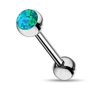 Monster Piercing Opale Verte Pierre Boule Haut Calibre 14 316L Stright Acier Chirurgical Barbell Langue Barre Piercing