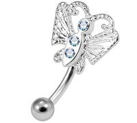 Monster Piercing Papillon de Pierre en Cristal Lavande en Argent Sterling avec Calibre 16 Banane Acier Chirurgical sourcil Bar Piercing