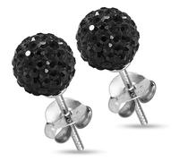 Monster Piercing Pierre de Cristal Noir 8 MM Multi Ball 925 Bijoux en Argent Sterling Stud Earring