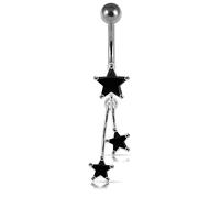 Monster Piercing Pierre de la CZ Noir Triple Star Balan?Ant Design 925 Sterling Silver Ventre Barre Piercing