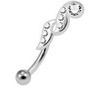 Monster Piercing Pierre en Cristal Clair retors Pollen en Argent Sterling avec Calibre 16 Banane Acier Chirurgical sourcil Bar Piercing