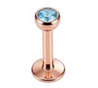 Monster Piercing Pierre Ronde en Cristal Bleu Clair de 3MM avec Filetage Interne de Calibre 16 - Bijoux Madonna Labret en Acier Chirurgical d'une Longueur de 6MM