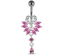 Monster Piercing Rose Cristal Pierre Trendy Papillon Design Sterling Silver Ventre Barres Piercing
