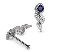 Monster Piercing Serpent Pierre en Cristal Bleu Fonc? Haut 22 Gauge 925 Argent Sterling Nez osseux Stud Piercing